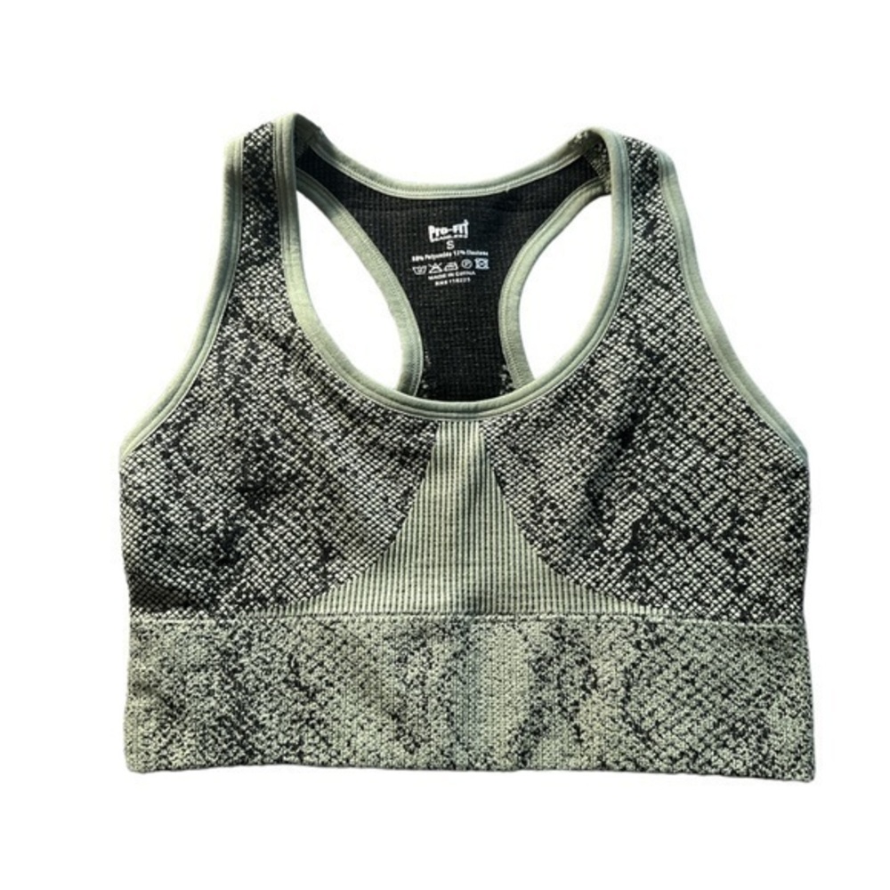Athletic Pro-Fit Black Light Green Racerback Sports Bra Size Small EUC #4253